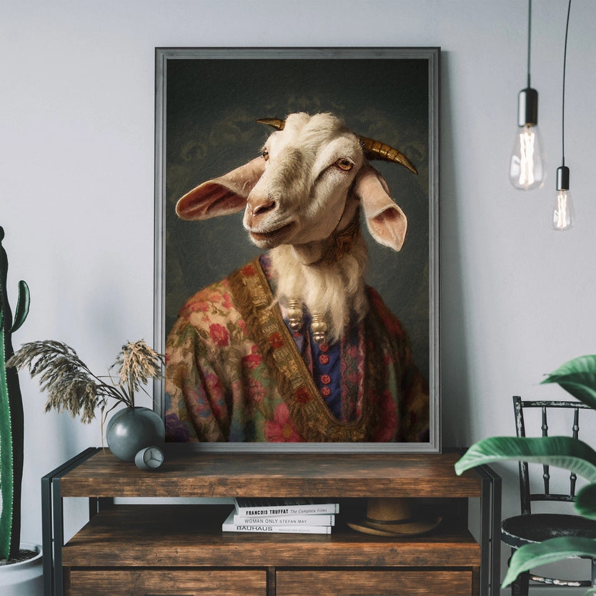 Goat Head Portrait Print
