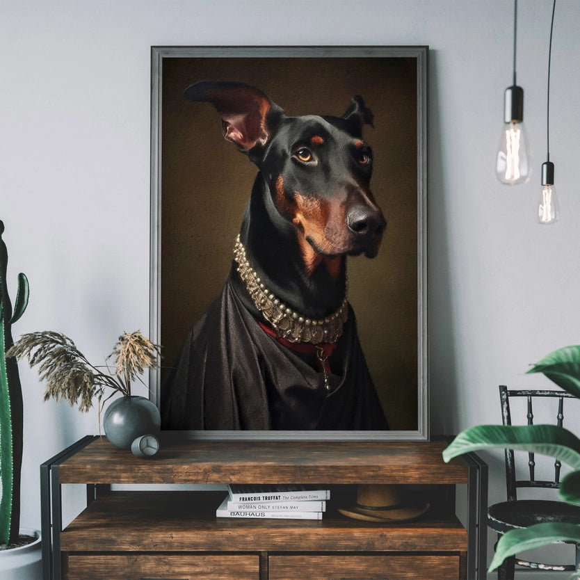 Doberman Dog Portrait Print