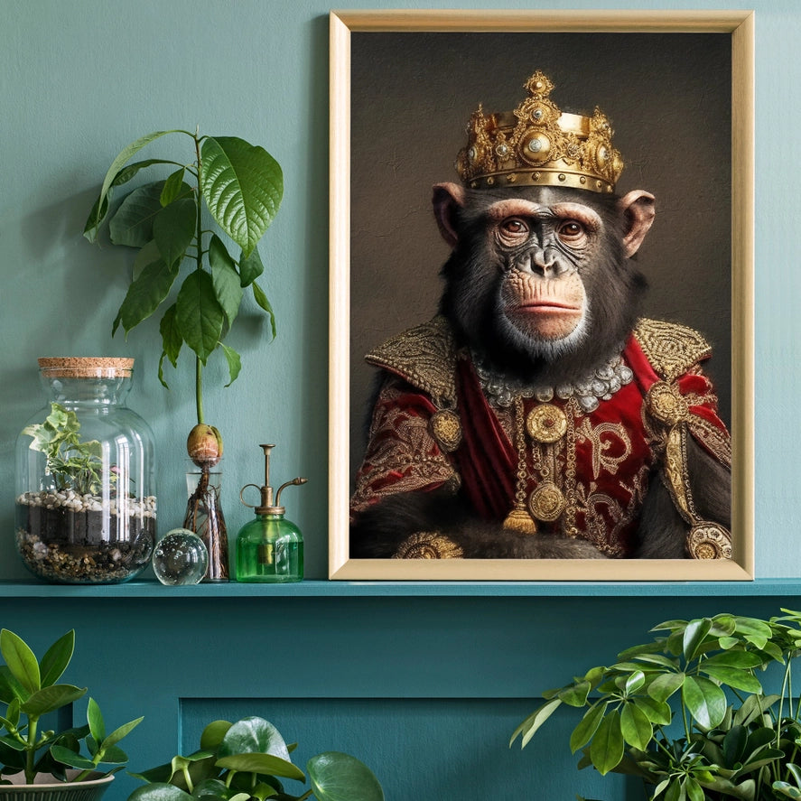 Regal Chimpanzee Portrait Print