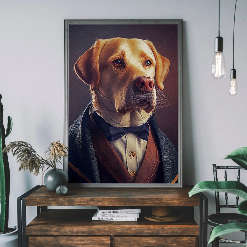Yellow Labrador Head Portrait Print