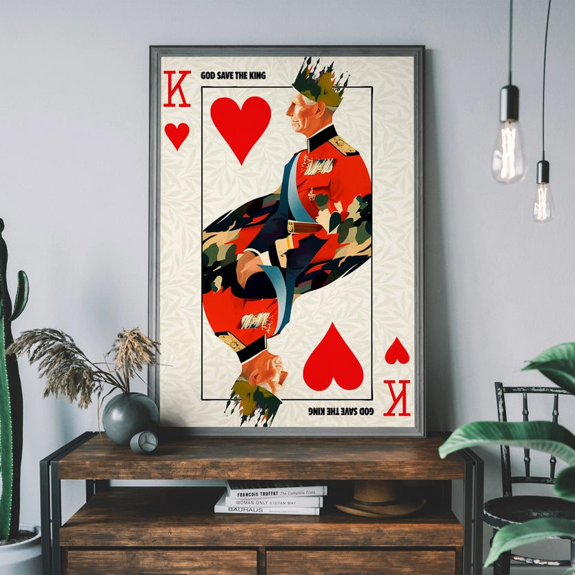 King Charles III Playing Card King of Hearts Print