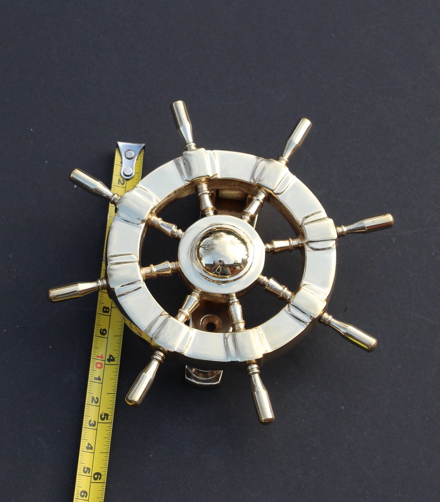 Ships Wheel Door Knocker - Polished Brass Finish
