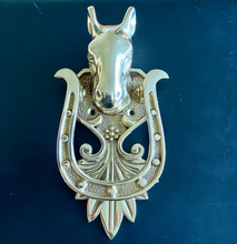Solid Brass Horse Stallion Horseshoe Front Door Knocker