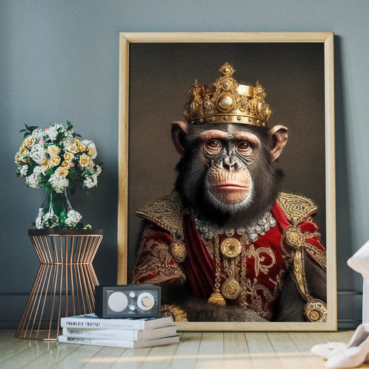 Regal Chimpanzee Portrait Print