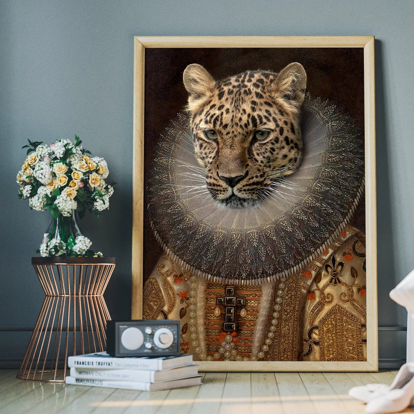 Queen Leopard Head Portrait Print