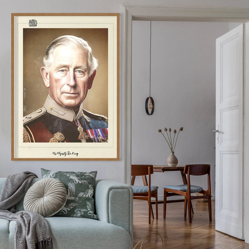 Vintage King Charles III Portrait Print