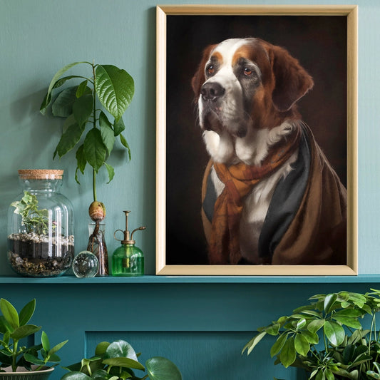 St Bernard Dog Portrait Print