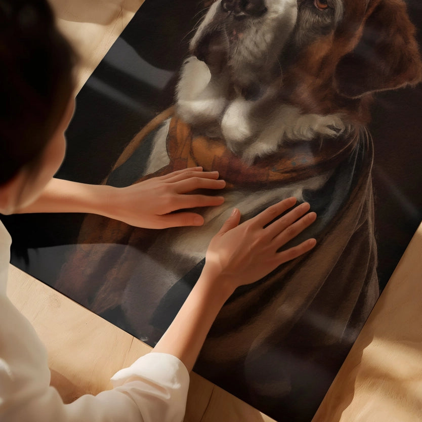 St Bernard Dog Portrait Print