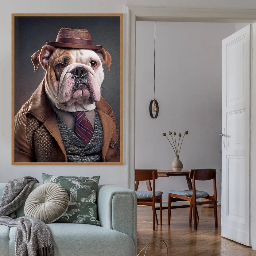 British Bulldog Head Portrait Print