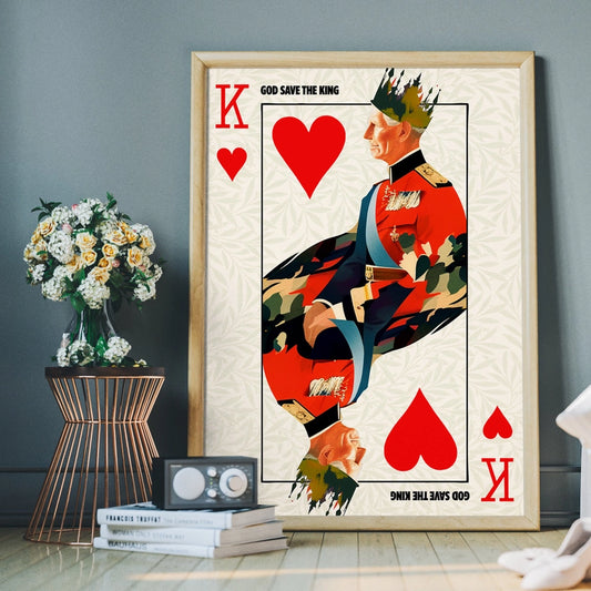 King Charles III Playing Card King of Hearts Print