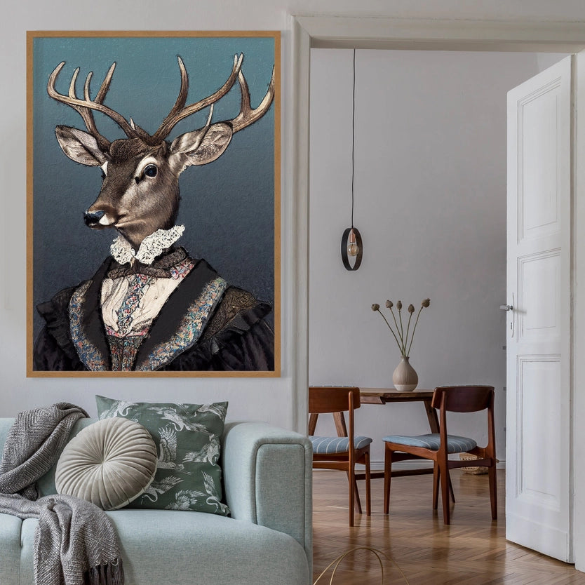Female Stag Head Portrait Print
