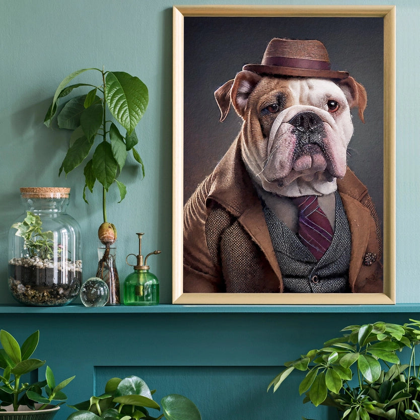 British Bulldog Head Portrait Print