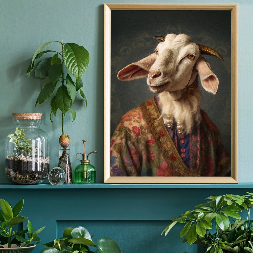 Goat Head Portrait Print