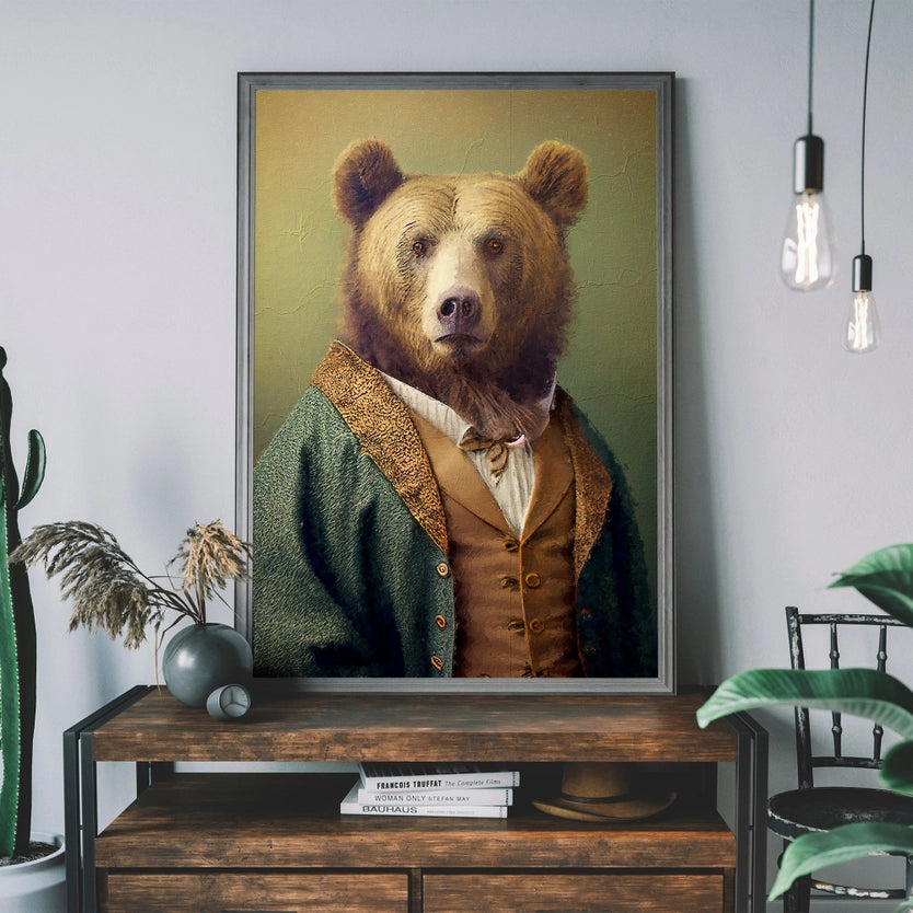 Brown Bear Head Portrait Print