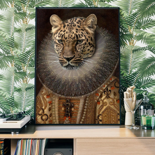 Queen Leopard Head Portrait Print