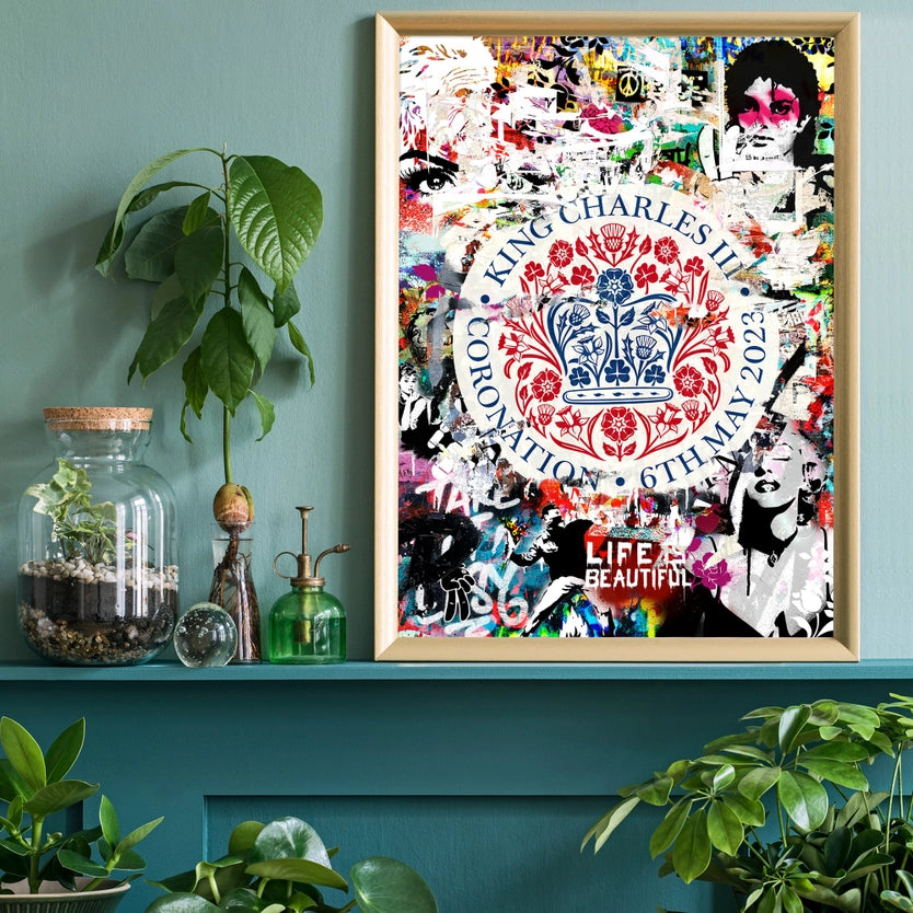 King Charles III Emblem Graffiti Print