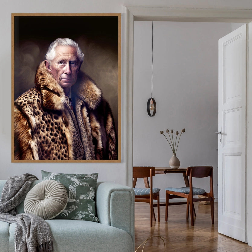 King Charles III Leopard Fur Coat Print