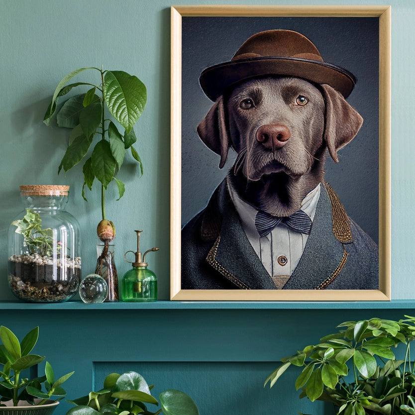 Black Labrador Head Portrait Print