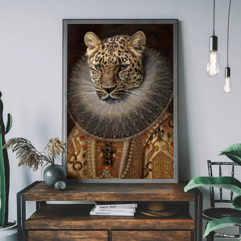 Queen Leopard Head Portrait Print