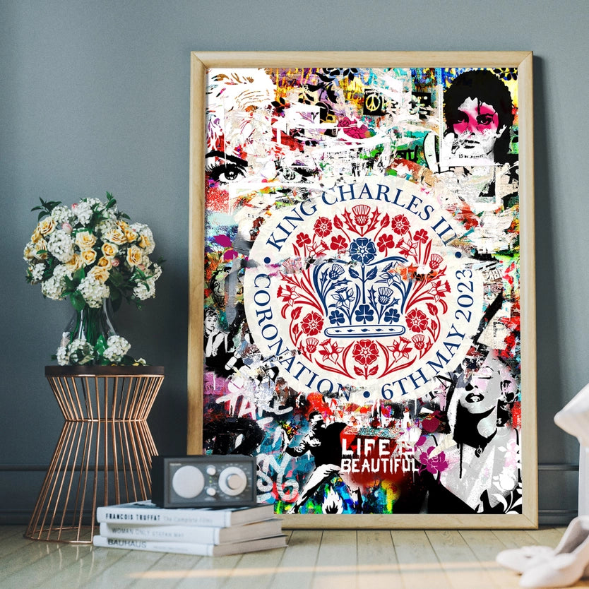 King Charles III Emblem Graffiti Print