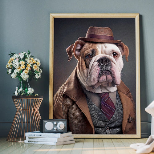 British Bulldog Head Portrait Print
