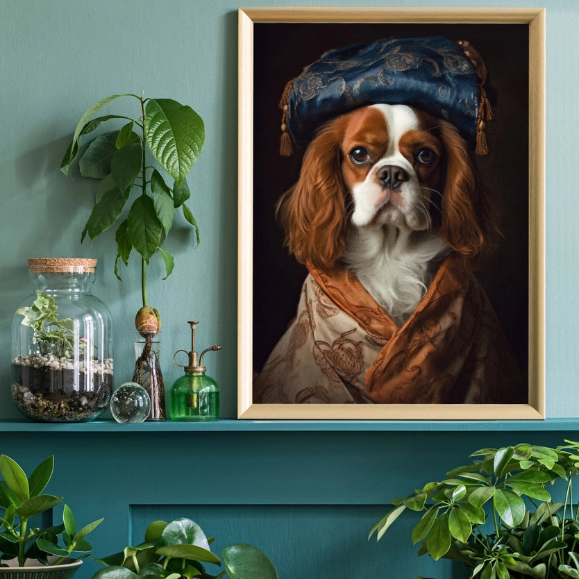 King Charles Spaniel Dog Portrait Print