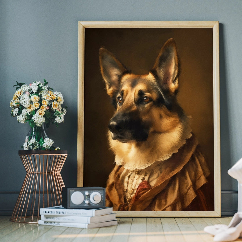 German Shepherd Alsatian Dog Portrait Print
