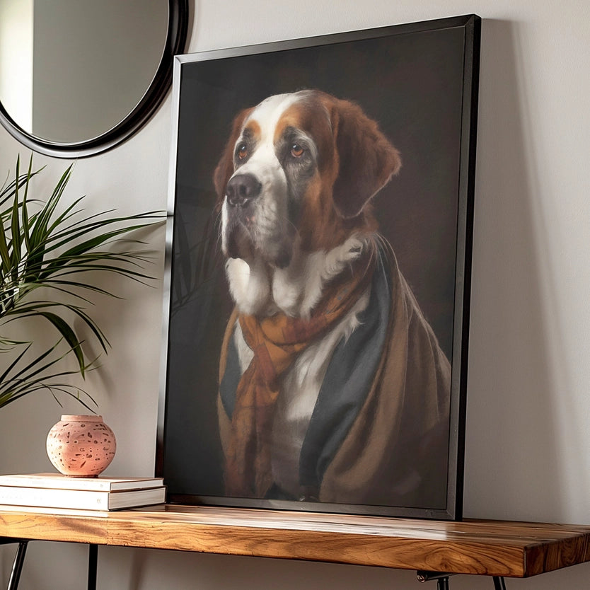 St Bernard Dog Portrait Print