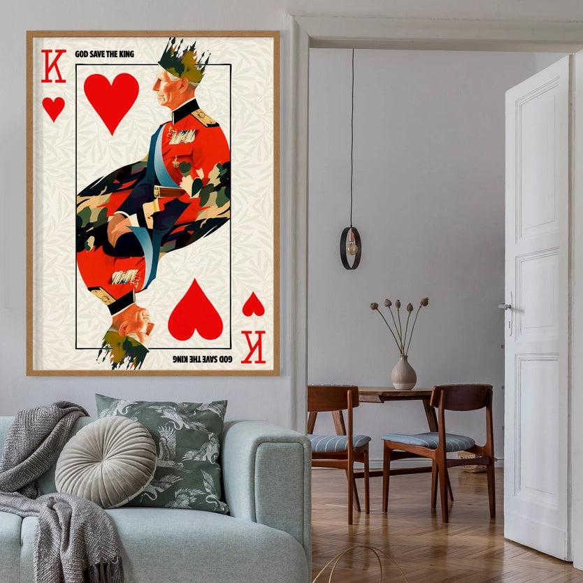 King Charles III Playing Card King of Hearts Print