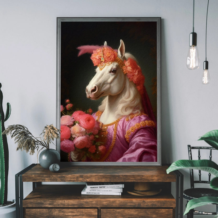 White Horse Portrait Print