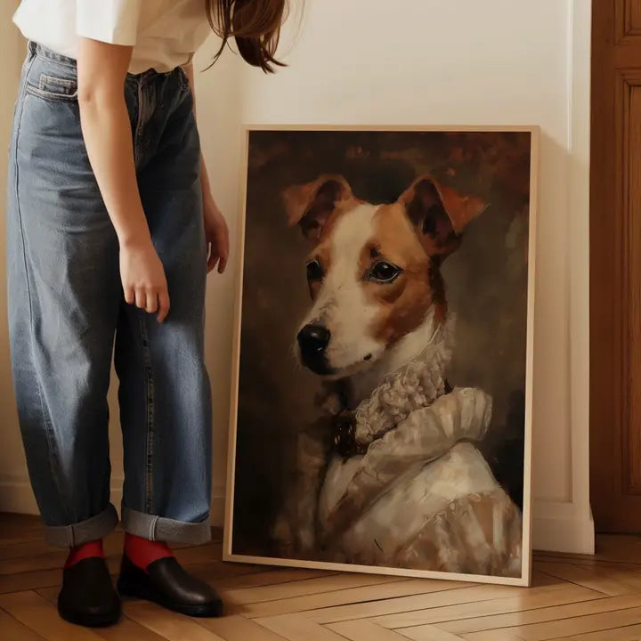 Jack Russell Tan & White Portrait Print