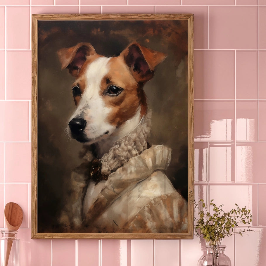 Jack Russell Tan & White Portrait Print