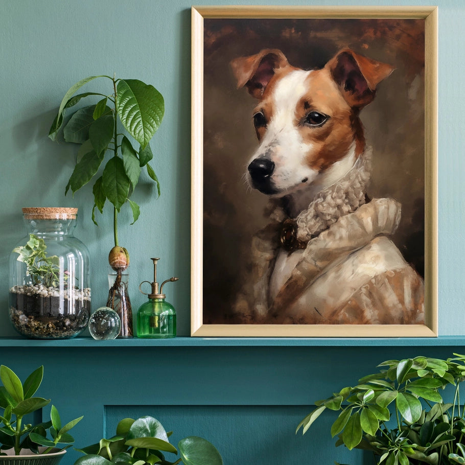 Jack Russell Tan & White Portrait Print