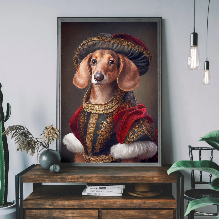 Dachshund Head Portrait Print