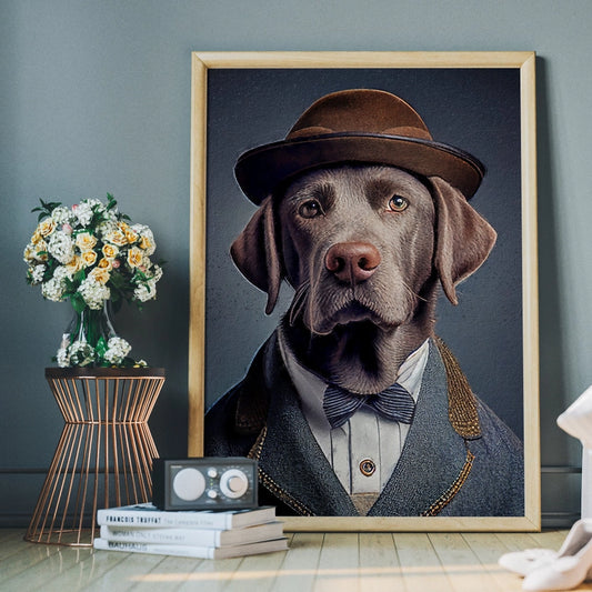 Black Labrador Head Portrait Print
