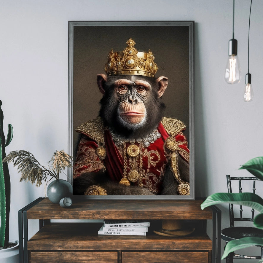 Regal Chimpanzee Portrait Print