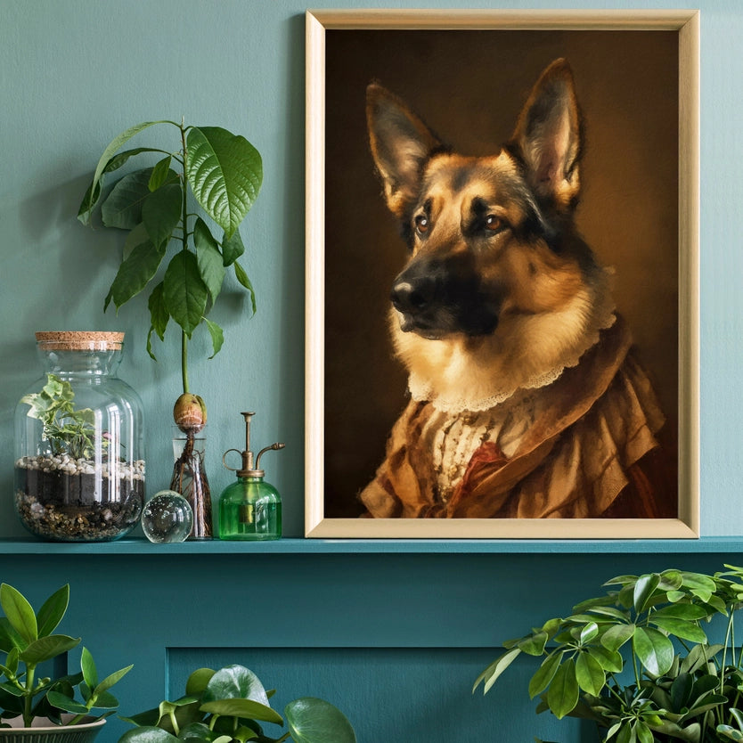 German Shepherd Alsatian Dog Portrait Print