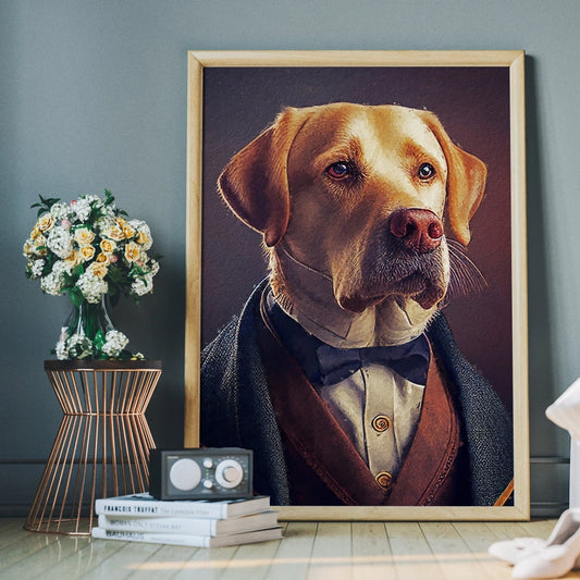 Yellow Labrador Head Portrait Print