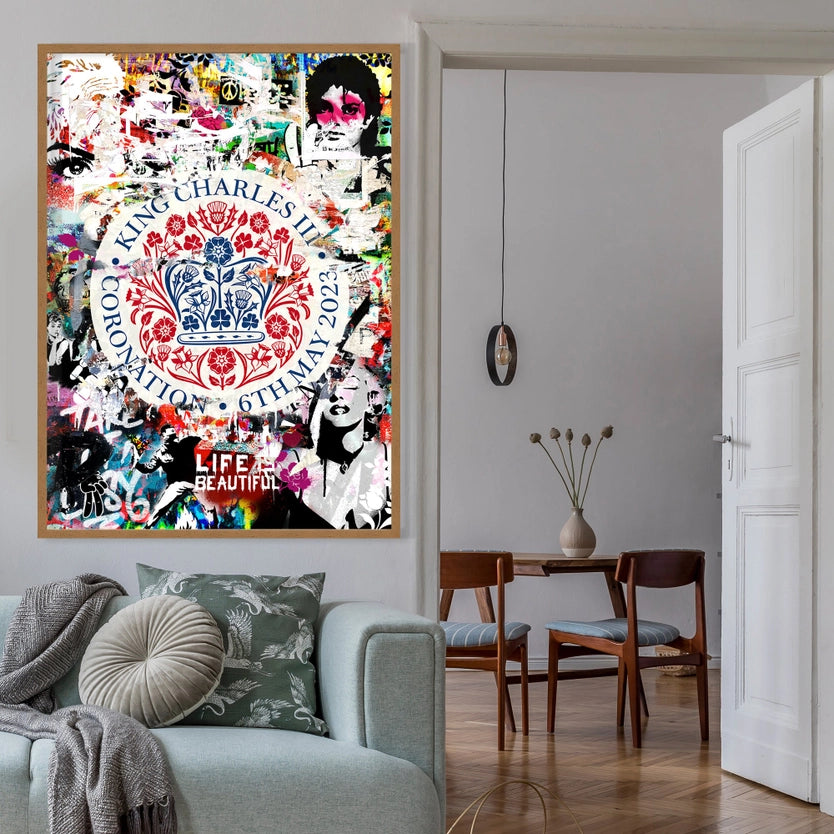 King Charles III Emblem Graffiti Print