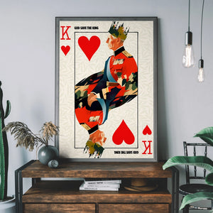 King Charles III Playing Card King of Hearts Print