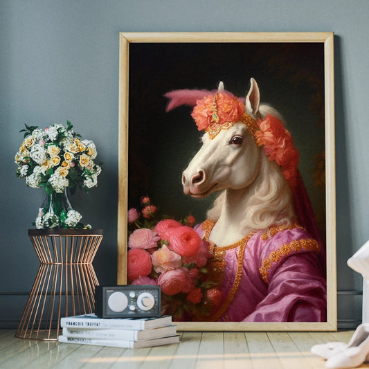 White Horse Portrait Print