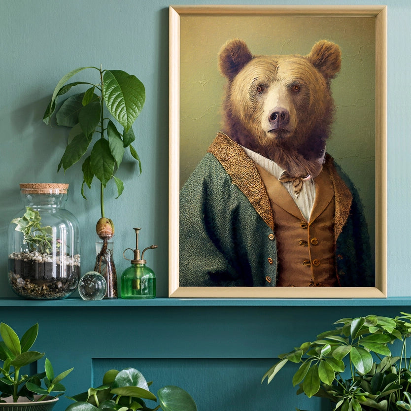 Brown Bear Head Portrait Print