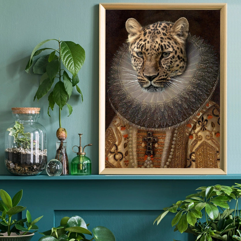 Queen Leopard Head Portrait Print