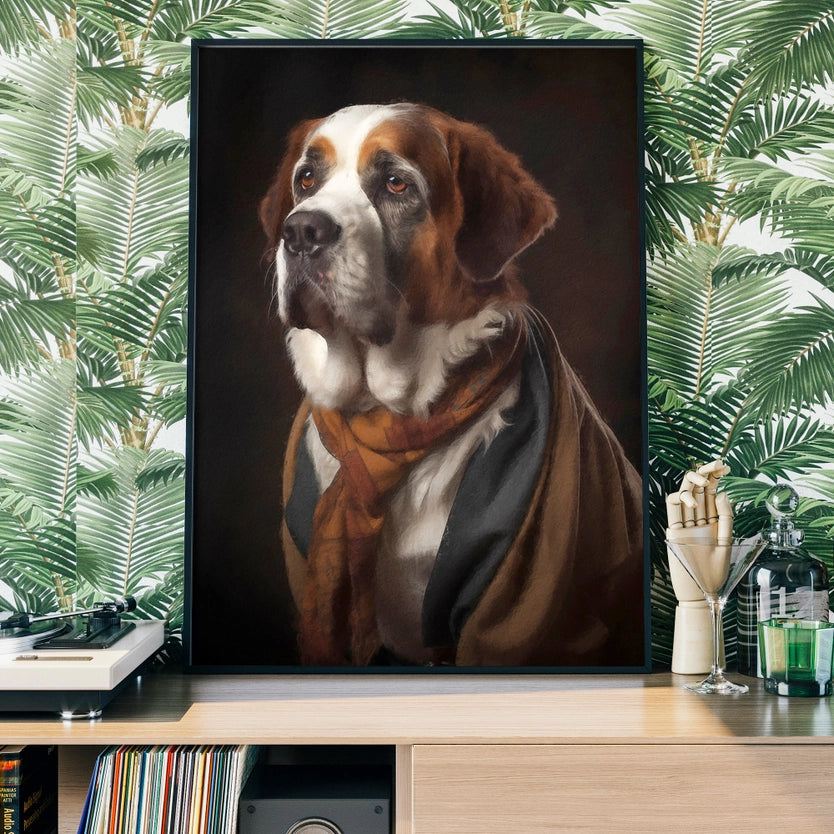 St Bernard Dog Portrait Print