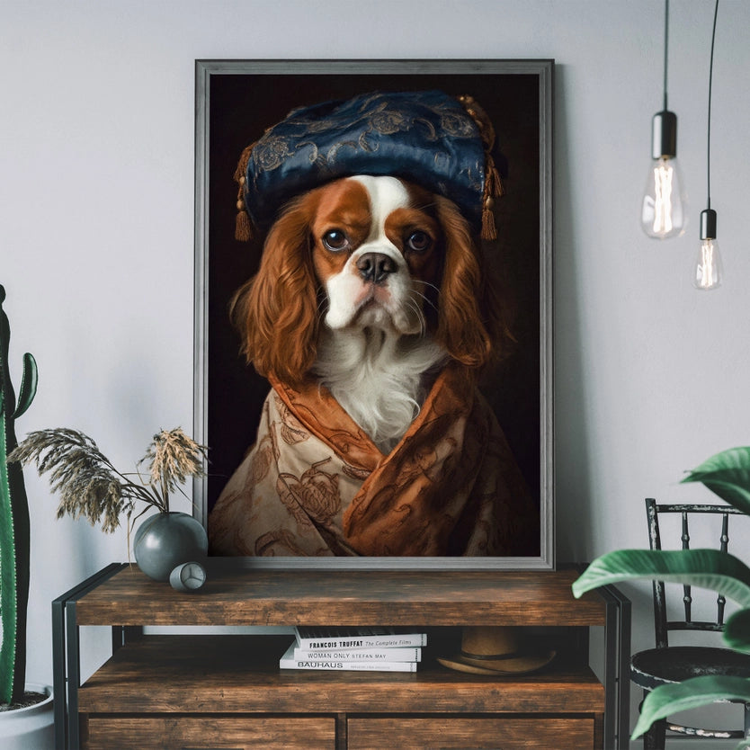 King Charles Spaniel Dog Portrait Print