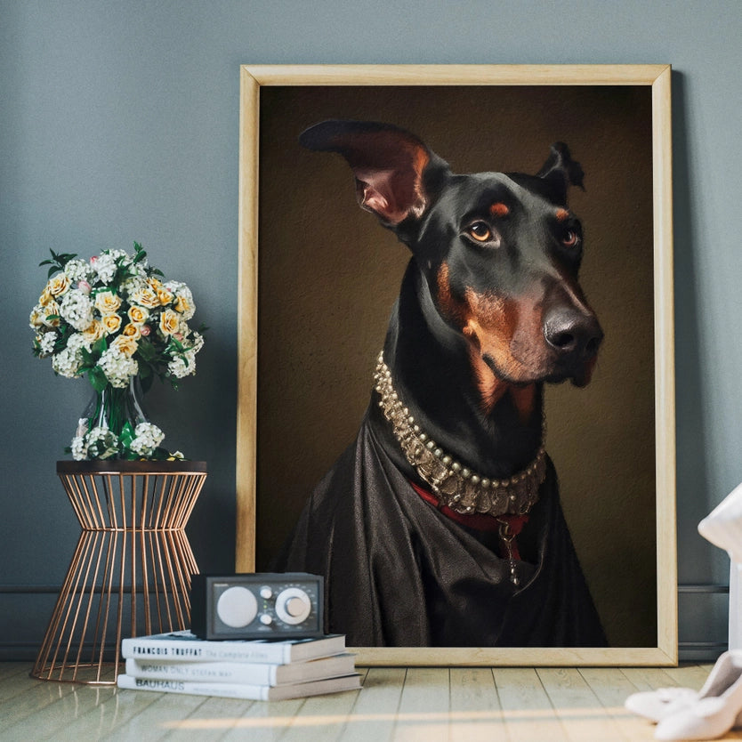 Doberman Dog Portrait Print