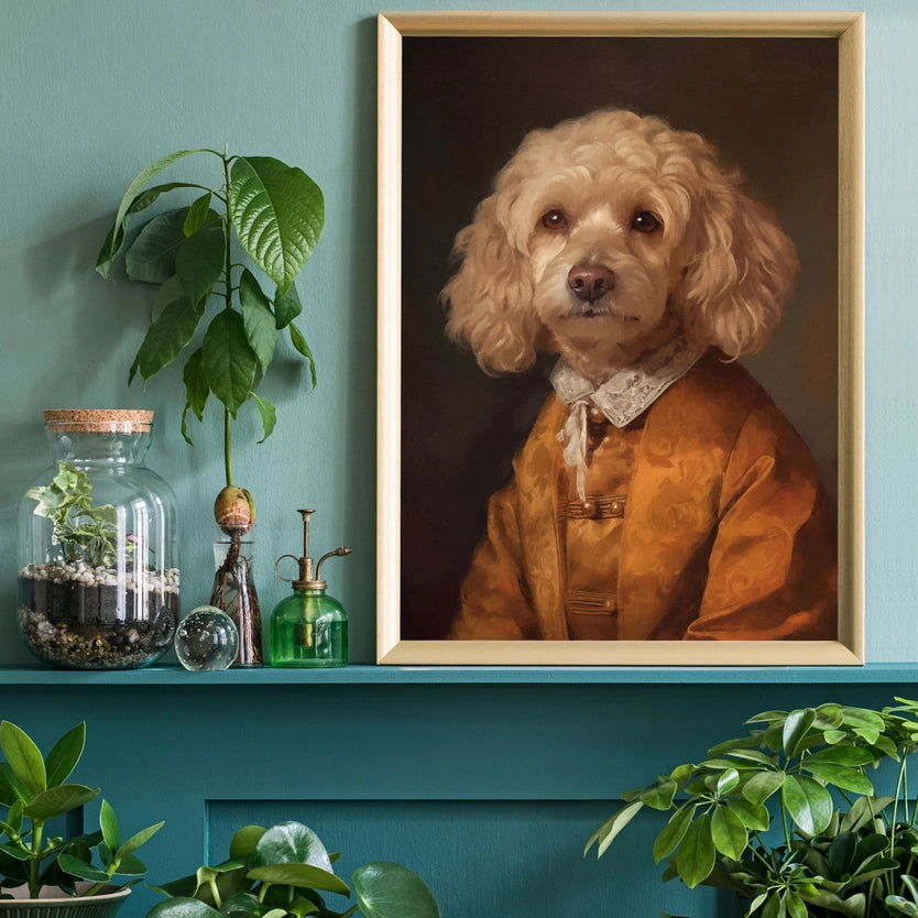 Golden Cockapoo Dog Portrait Print