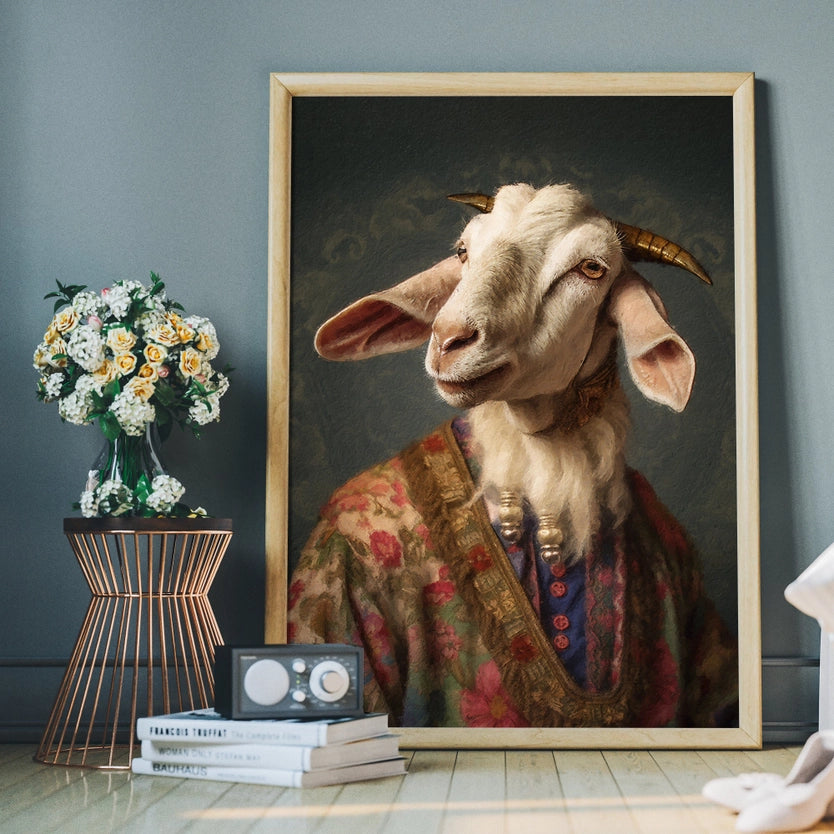 Goat Head Portrait Print