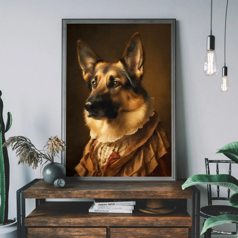 German Shepherd Alsatian Dog Portrait Print