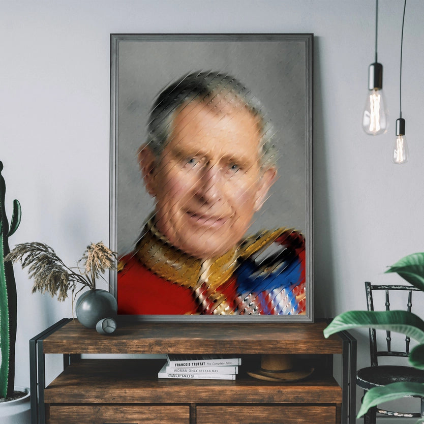 King Charles III Refracted Glass Print